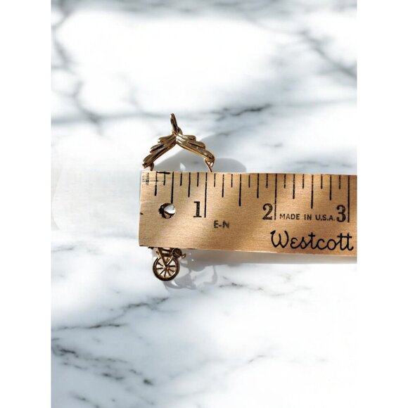 Minature Gold Tone Bicycle Charm Pendant with Gold Tone Scarf Ring. - Picture 3 of 4